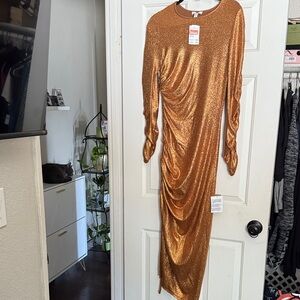 Nordstrom Shimmering orange Long Sleeve Dress